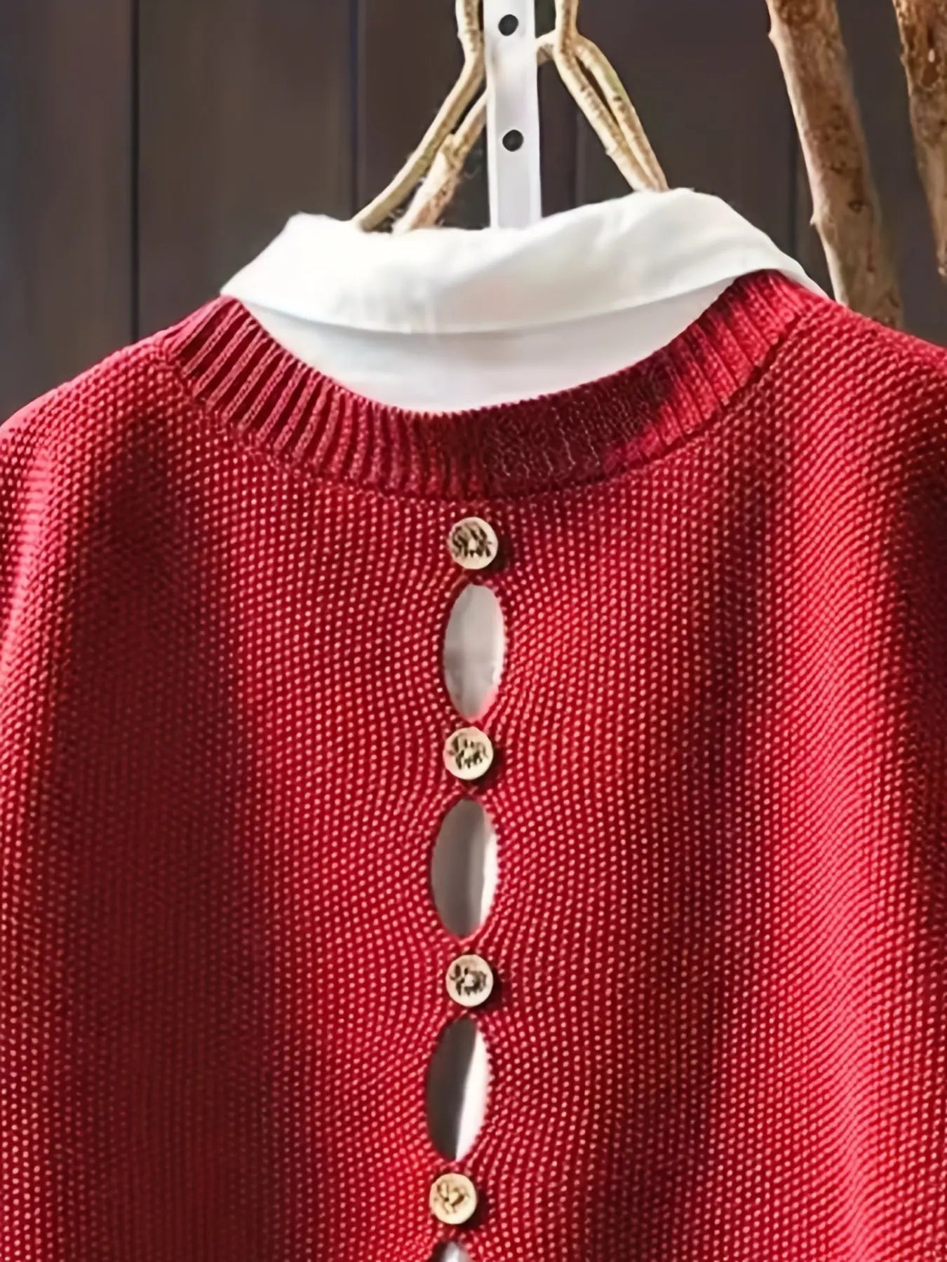 Chaleco de Suéter Cómodo para Mujeres con Cuello Redondo, Sin Mangas, Botones en la Parte Posterior, Estilo Relajado y Oversized