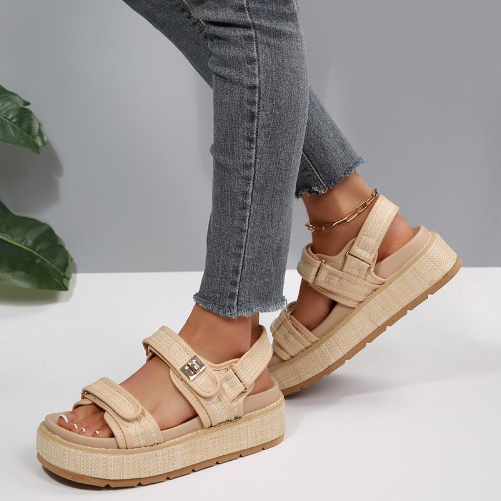 Sandalias de Plataforma Elegantes para Mujeres con Dos Correas y Hebilla en el Tobillo, Estilo Chunky