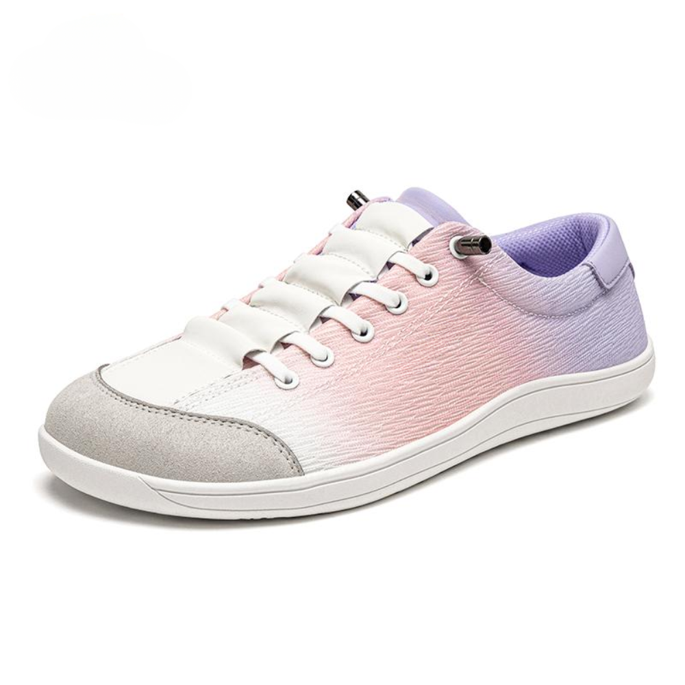 Zapatillas Cómodas para Mujeres con Parte Superior de Lona con Degradado Ombre, Estilo Bajo con Cordones
