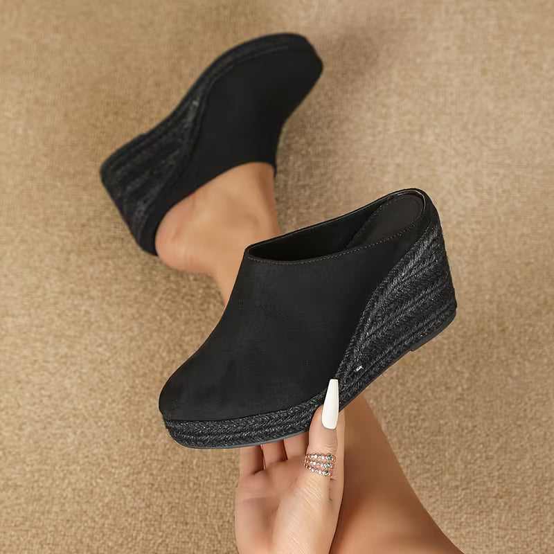 Mules Elegantes para Mujeres con Punta Cerrada Estilo Plataforma de Espadrille
