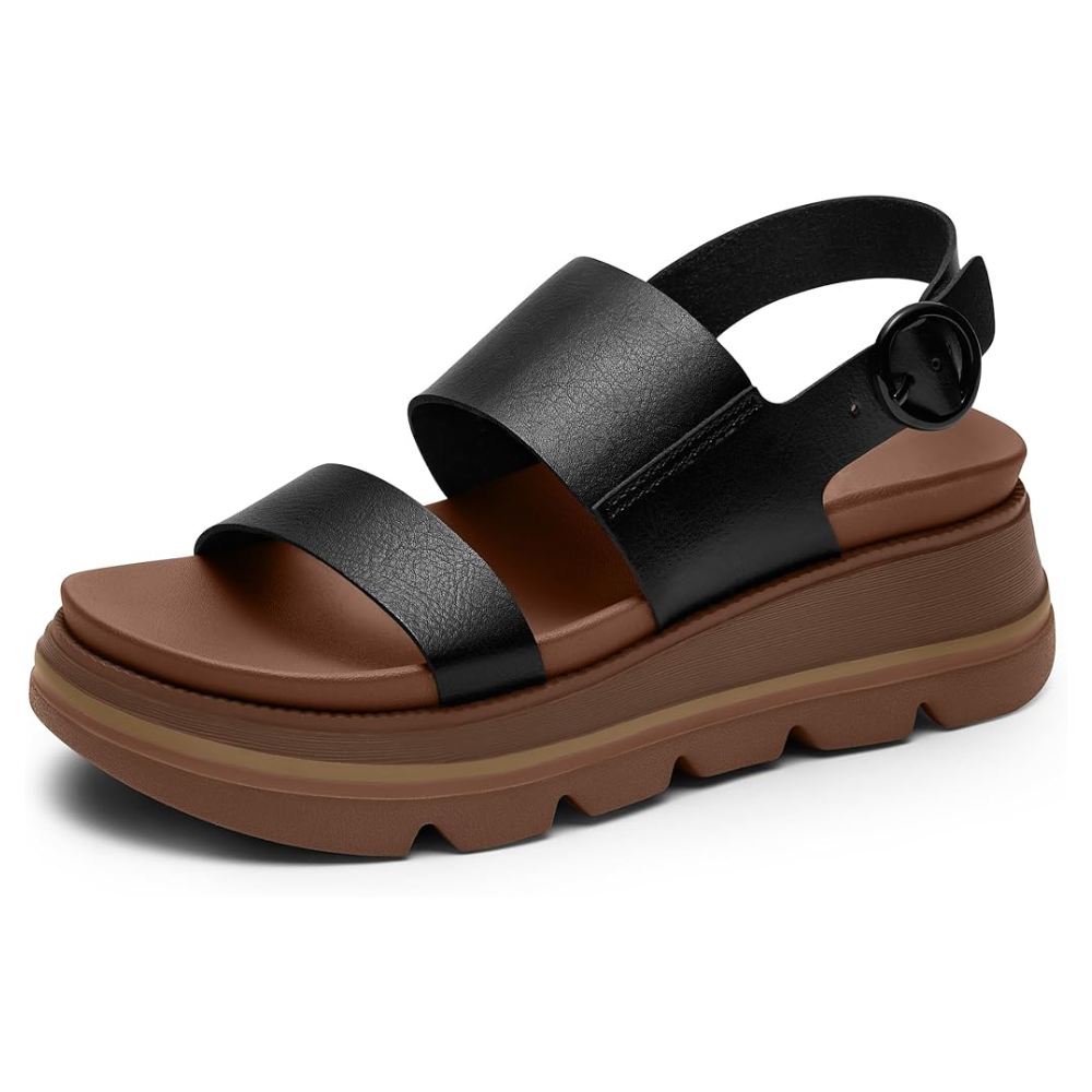 Sandalias de Plataforma Cómodas para Mujeres con Doble Correa Ancha y Suela Chunky