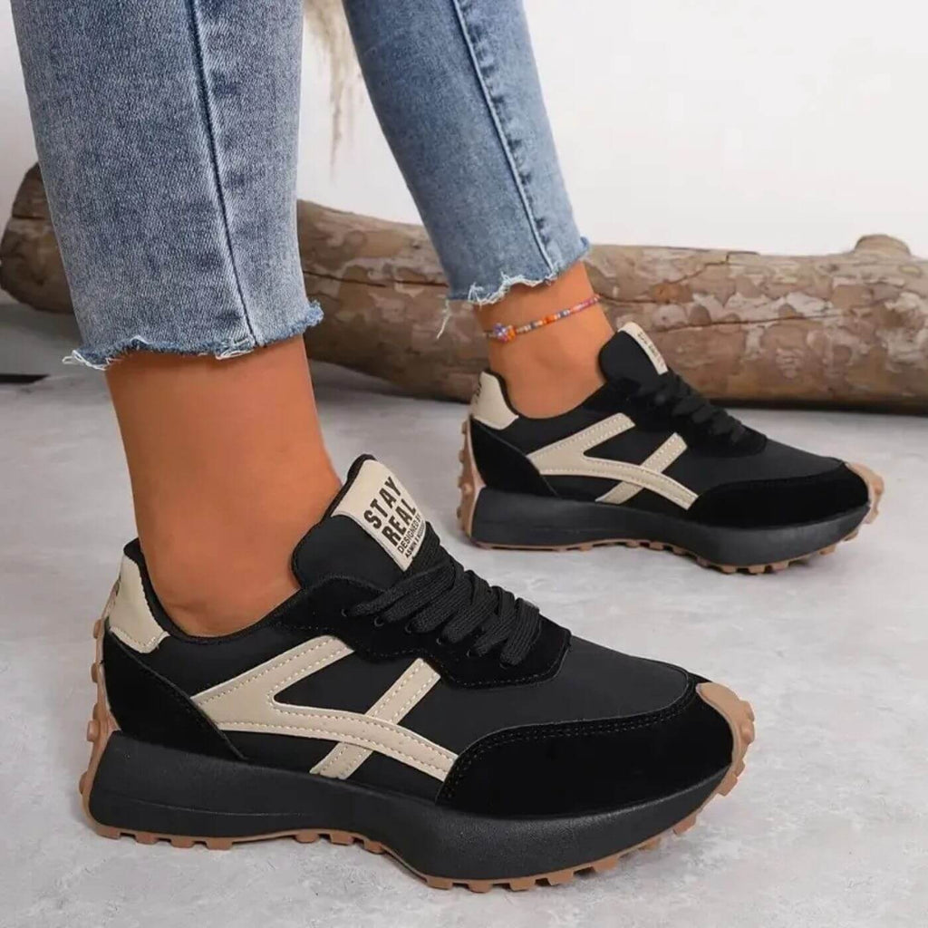 Zapatillas Cómodas para Mujeres con Suela de Plataforma Gruesa Estilo Retro de Zapatillas de Correr
