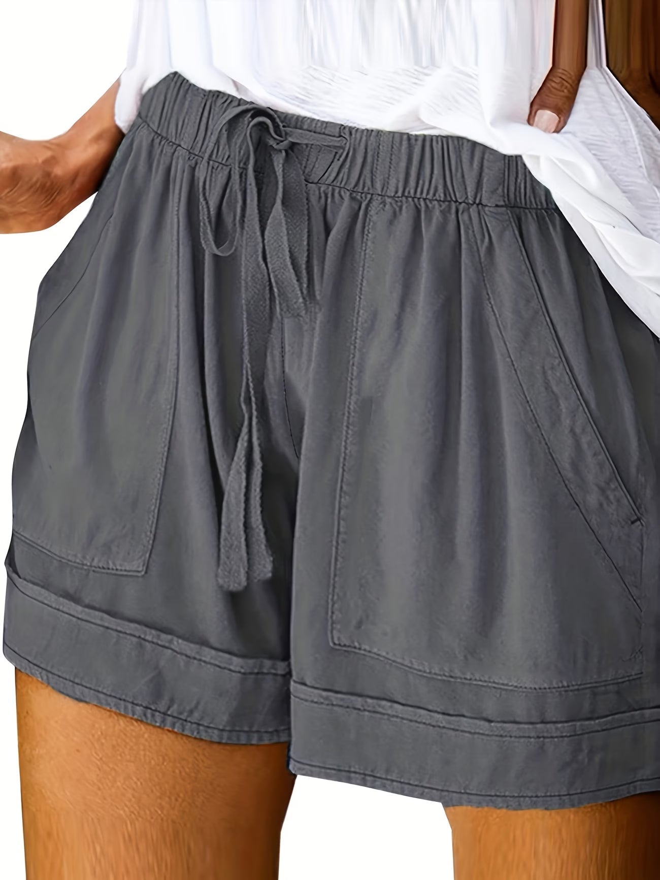 Pantalones Cortos de Lino Sin Esfuerzo para Mujeres con Cintura Alta, Cinturilla Ajustable y Estilo Casual Relajado