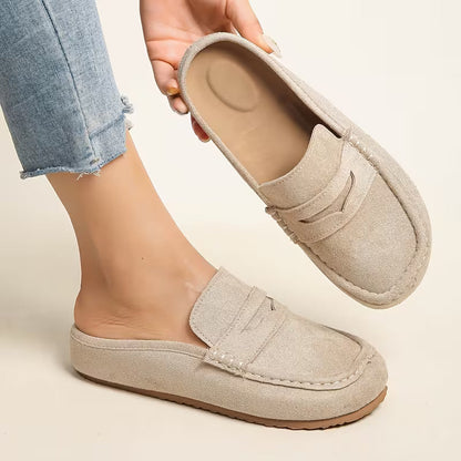 Mocasines Cómodos para Mujeres con Parte Superior de Ante, Correa de Monedero, Estilo Plano con Plantilla Acolchada