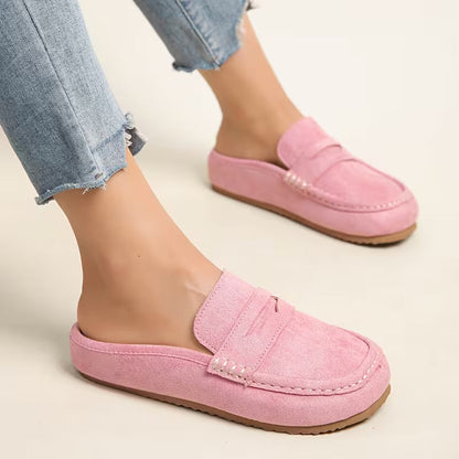Mocasines Cómodos para Mujeres con Parte Superior de Ante, Correa de Monedero, Estilo Plano con Plantilla Acolchada