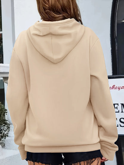 Sudadera con estampado de latido del corazón cómoda para mujeres con capucha ajustable, manga larga, bolsillo canguro, estilo oversize