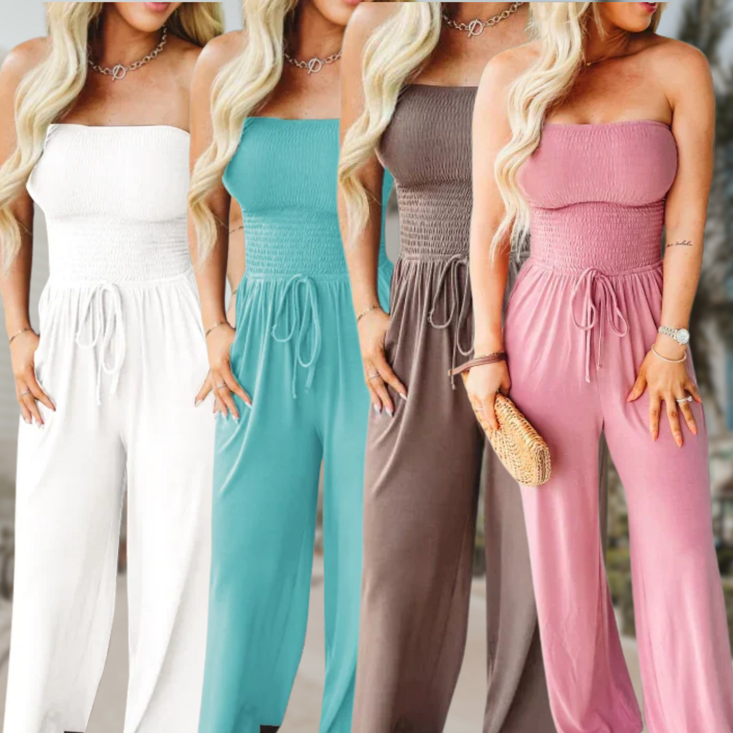 Mono Amplio Sin Mangas con Cinta Ajustable en la Cintura y Bolsillos para Mujeres - Estilo Casual