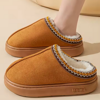Zapatillas Cómodas para Mujeres con Cuello de Piel Sintética y Acabado Trenzado Estilo Mule sin Talón