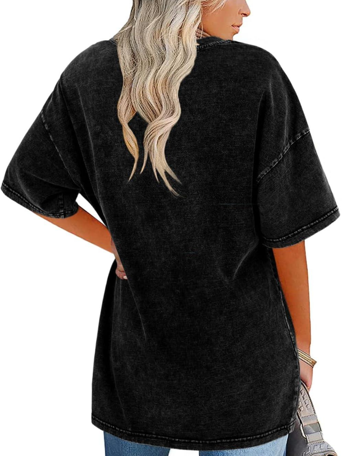 Túnica de Algodón Lavado Sin Esfuerzo para Mujeres con Cuello Redondo y Manga Corta, Estilo Oversized y Casual