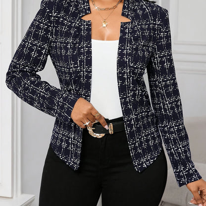 Blazer de Tweed Elegante para Mujeres con Cuello de Solapa, Manga Larga, Estilo Ajustado