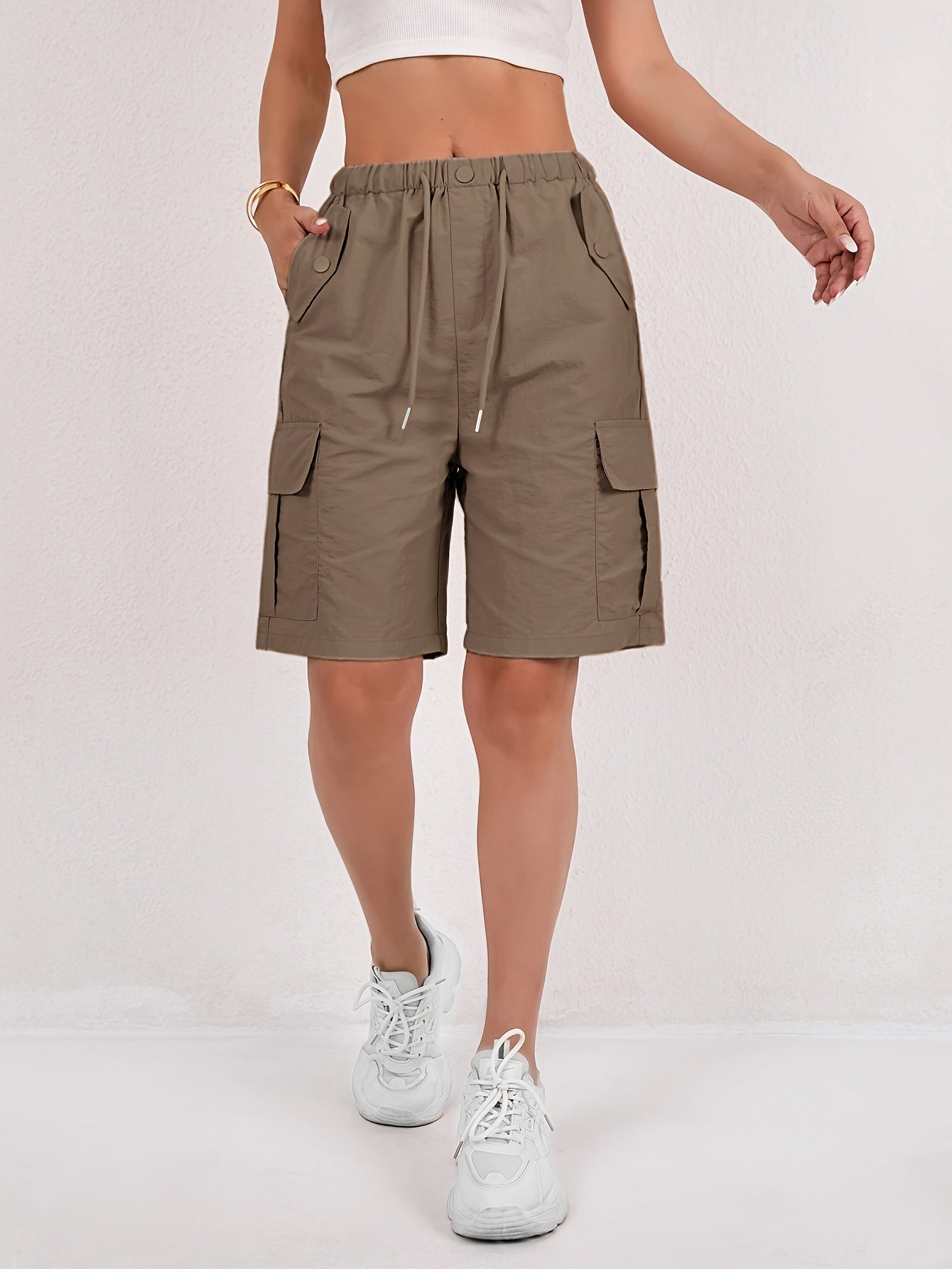 Pantalones Cortos Bermuda Cargo Rosa Sin Esfuerzo para Mujeres con Cintura Alta y Estilo Casual Relajado