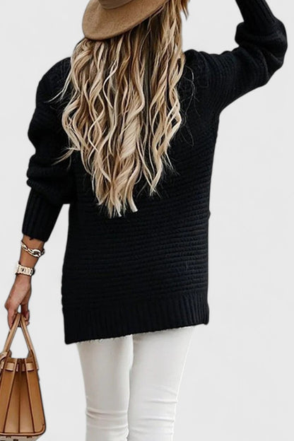Suéter Acogedor de Punto Grueso para Mujeres con Cuello Alto y Manga Larga, Estilo Relajado y Oversized
