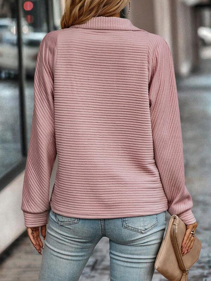 Suéter de Cuello Alto con Cremallera de 1/4 Acogedor y Acanalado para Mujeres con Mangas Largas y Estilo Oversized Relajado
