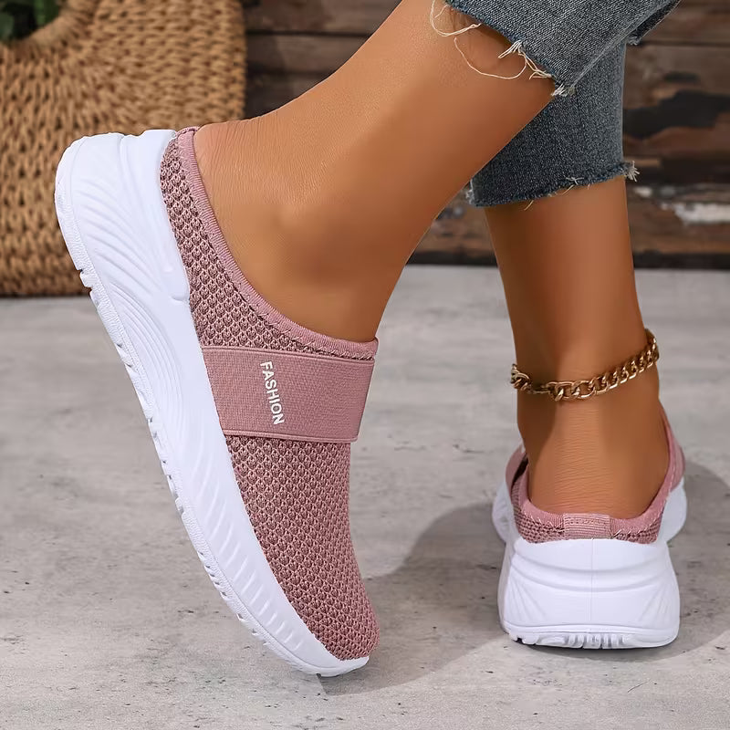 Deslizador Cómodo para Mujeres con Punta Cerrada de Malla Transpirable y Diseño Sin Talón