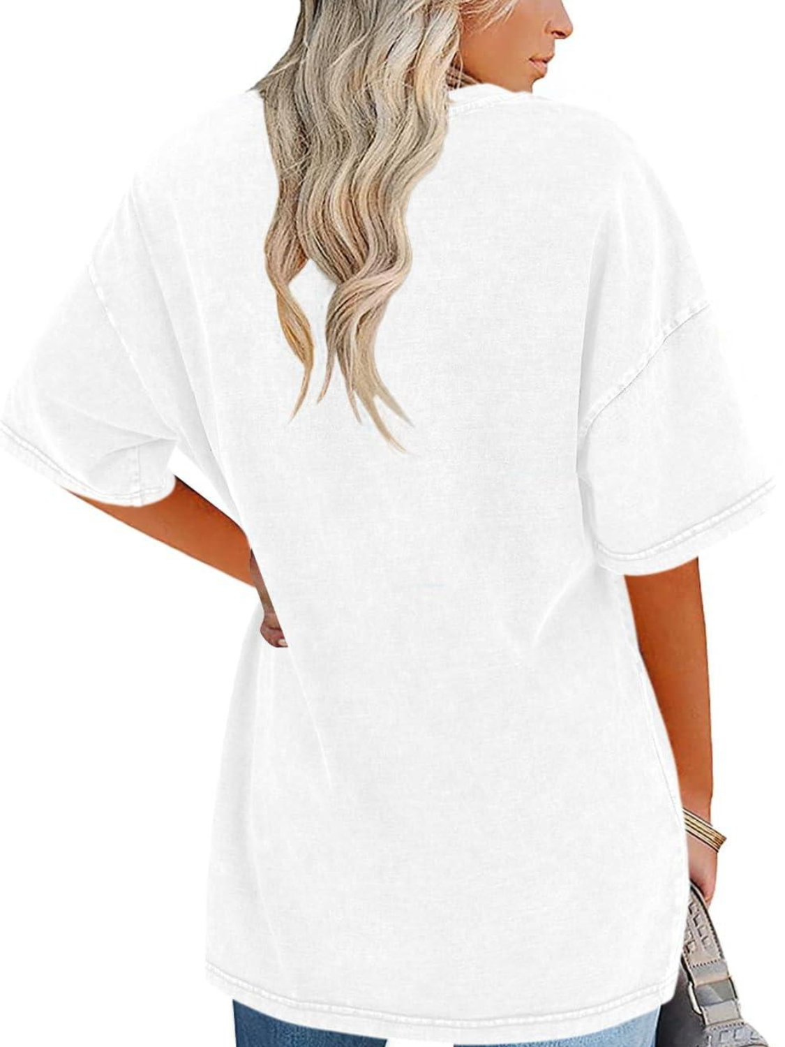 Túnica de Algodón Lavado Sin Esfuerzo para Mujeres con Cuello Redondo y Manga Corta, Estilo Oversized y Casual