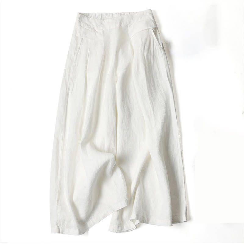 Pantalones Anchos de Lino para Mujeres con Cintura Alta, Plisados y Estilo Casual Relajado
