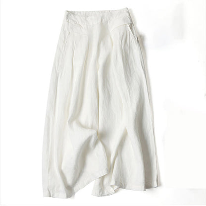 Pantalones Anchos de Lino para Mujeres con Cintura Alta, Plisados y Estilo Casual Relajado