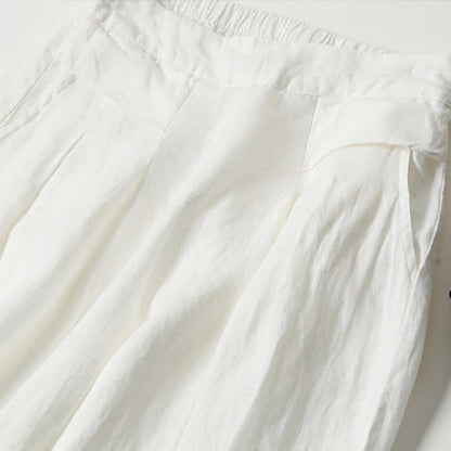 Pantalones Anchos de Lino para Mujeres con Cintura Alta, Plisados y Estilo Casual Relajado