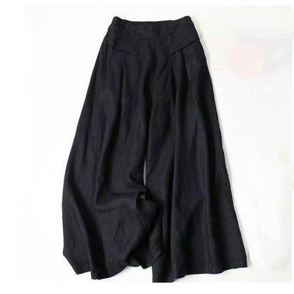 Pantalones Anchos de Lino para Mujeres con Cintura Alta, Plisados y Estilo Casual Relajado
