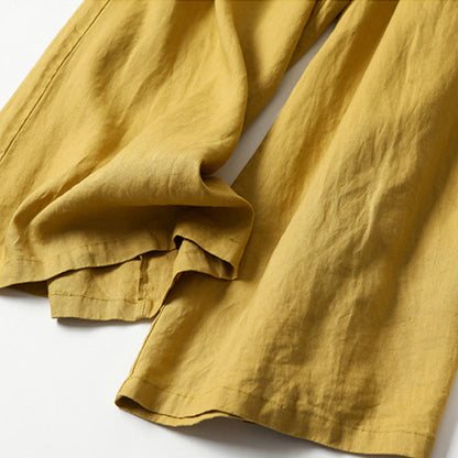 Pantalones Anchos de Lino para Mujeres con Cintura Alta, Plisados y Estilo Casual Relajado
