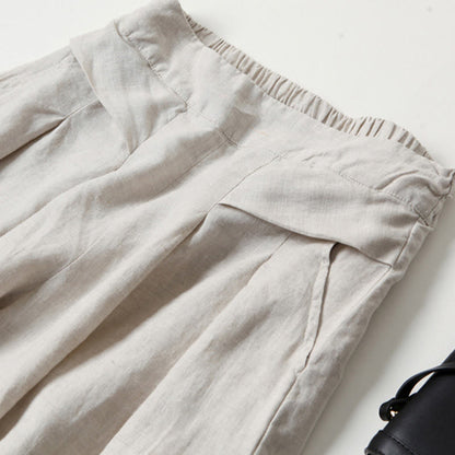 Pantalones Anchos de Lino para Mujeres con Cintura Alta, Plisados y Estilo Casual Relajado