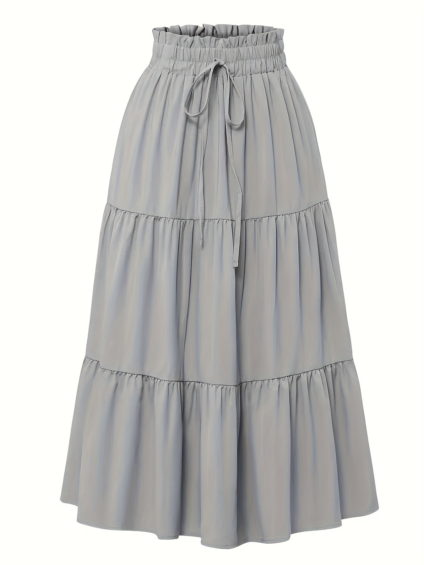 Falda Maxi Con Volantes Sin Esfuerzo para Mujeres con Cintura Paperbag y Cordón, Estilo Bohemio