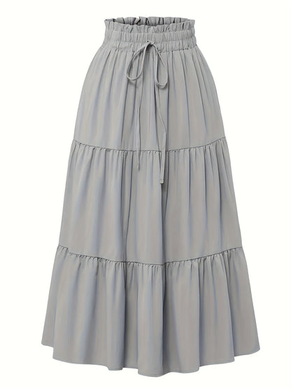 Falda Maxi Con Volantes Sin Esfuerzo para Mujeres con Cintura Paperbag y Cordón, Estilo Bohemio