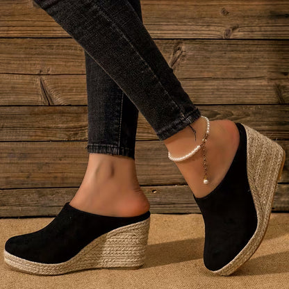 Mules Elegantes para Mujeres con Punta Cerrada Estilo Plataforma de Espadrille