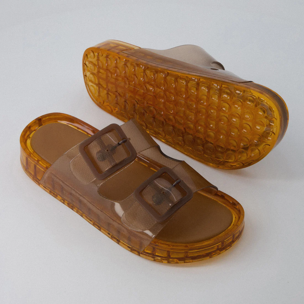 Sandalias de Gel Cómodas para Mujeres con Correa de Doble Hebilla, Translucidas, Estilo Impermeable