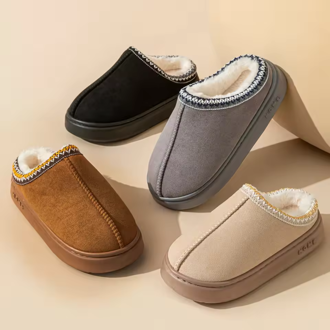 Zapatillas Cómodas para Mujeres con Cuello de Piel Sintética y Acabado Trenzado Estilo Mule sin Talón