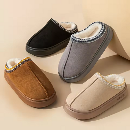 Zapatillas Cómodas para Mujeres con Cuello de Piel Sintética y Acabado Trenzado Estilo Mule sin Talón