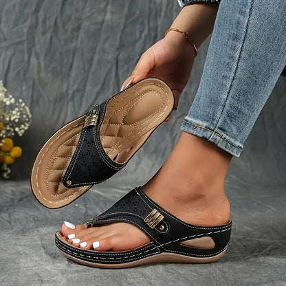 Sandalias de Tira Cómodas para Mujeres con Soporte de Arco Contorneado Estilo Flip Flop