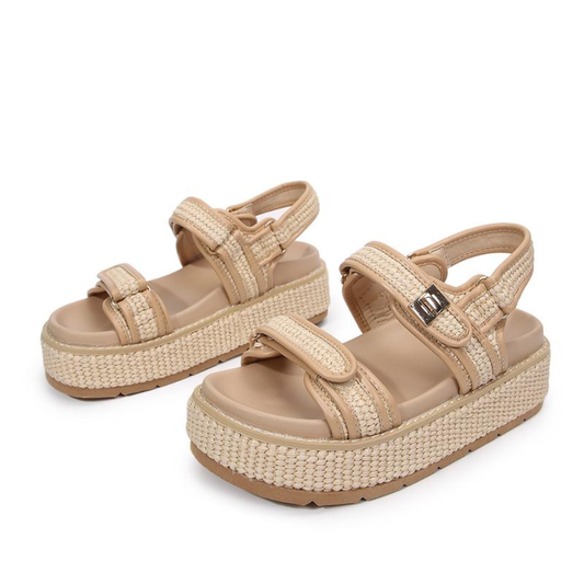 Sandalias de Plataforma Elegantes para Mujeres con Dos Correas y Hebilla en el Tobillo, Estilo Chunky