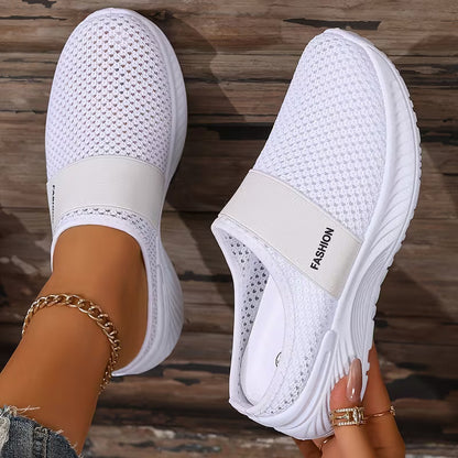 Deslizador Cómodo para Mujeres con Punta Cerrada de Malla Transpirable y Diseño Sin Talón