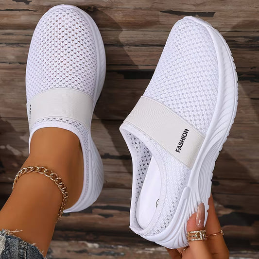 Deslizador Cómodo para Mujeres con Punta Cerrada de Malla Transpirable y Diseño Sin Talón