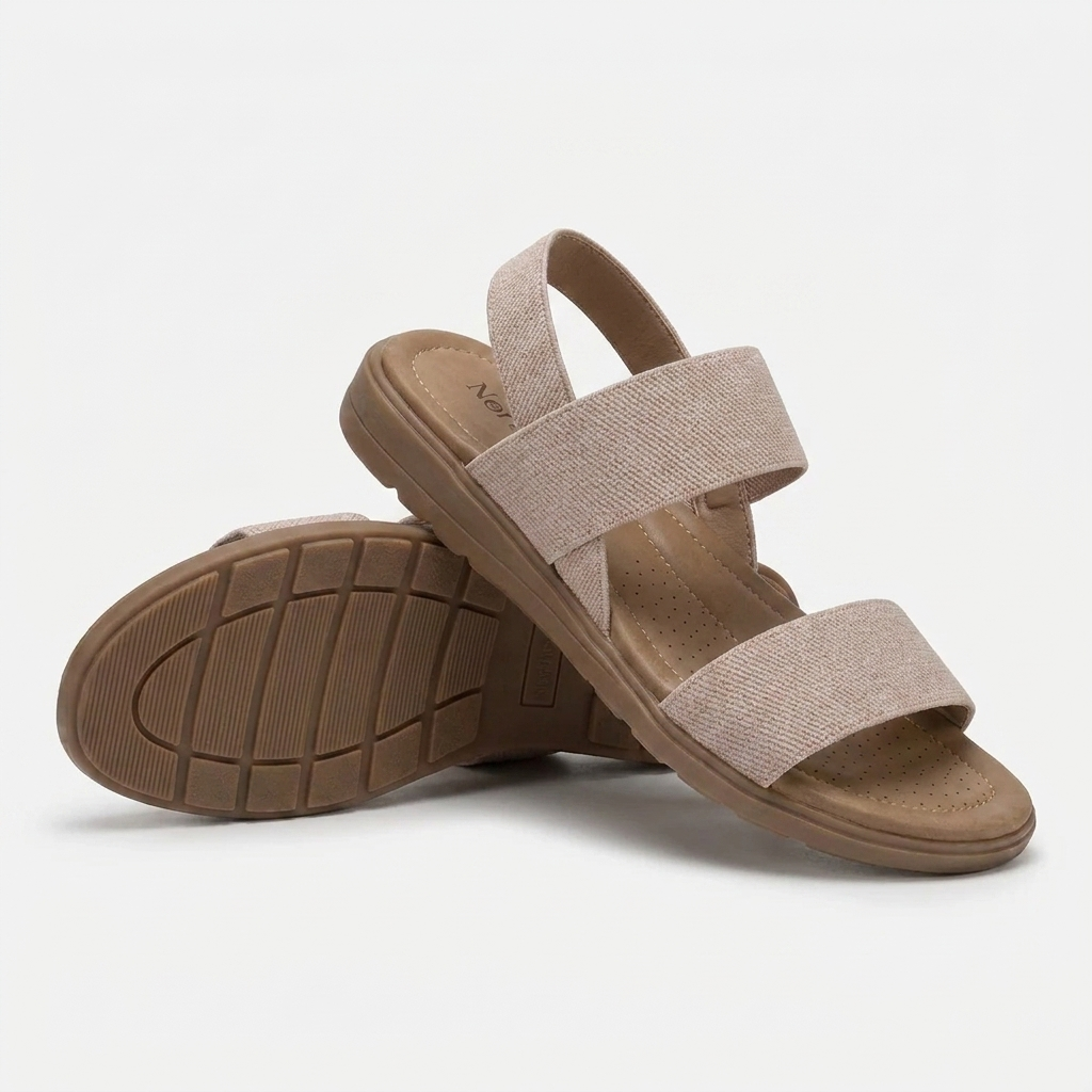 Sandalias Planas Cómodas para Mujeres con Dos Tiras, Hebilla en el Tobillo, Abiertas y Con Estilo Acolchado