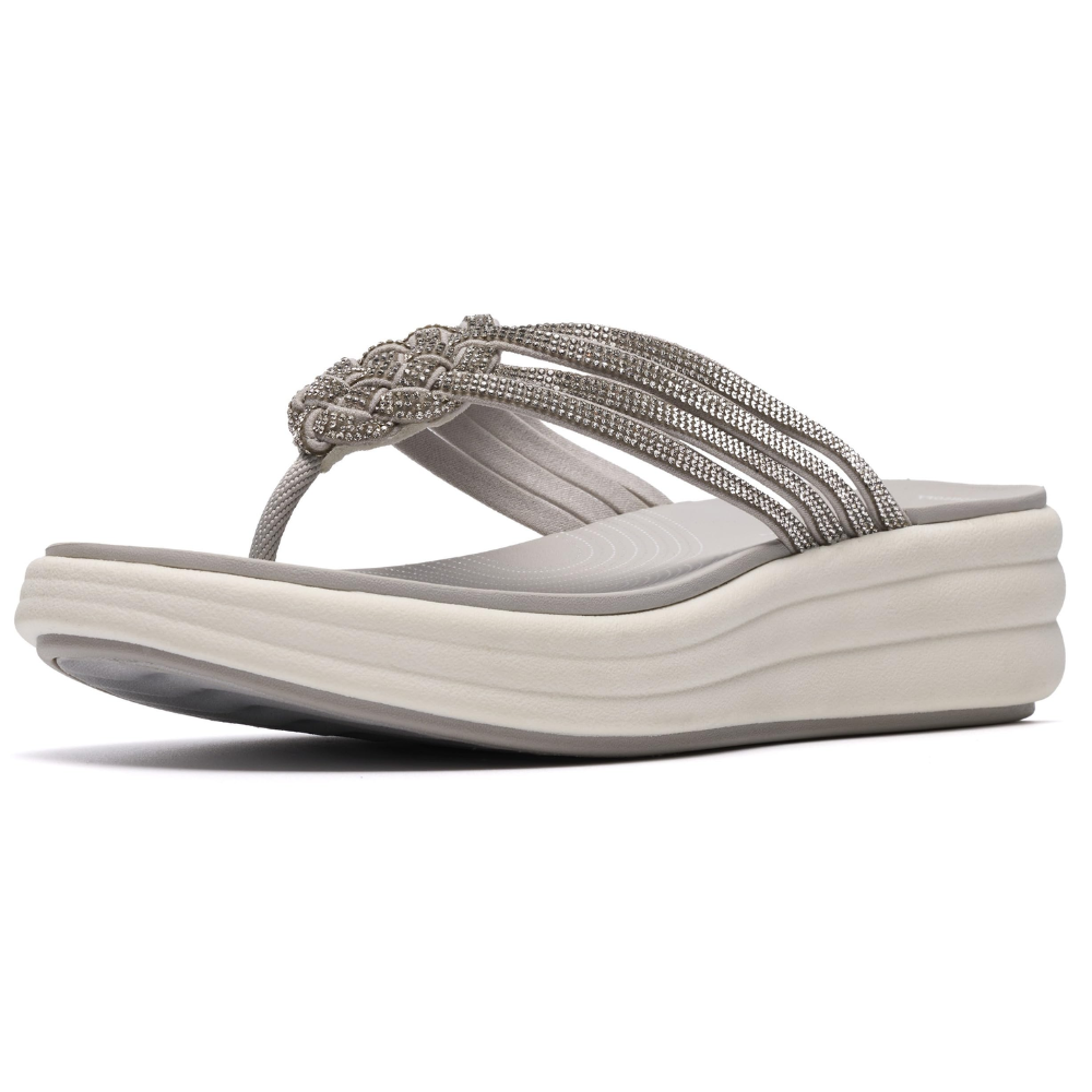 Chanclas Cómodas para Mujeres con Tira Trenzada, Suela de Cuña Acolchada, Estilo Thong