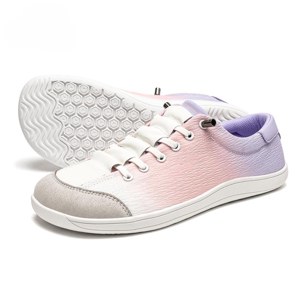 Zapatillas Cómodas para Mujeres con Parte Superior de Lona con Degradado Ombre, Estilo Bajo con Cordones