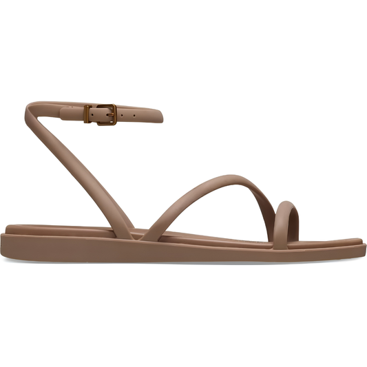 Sandalias Cómodas con Tiras para Mujeres con Bucles delgados en los Dedos y Hebilla en el Tobillo, Estilo Minimalista Plano