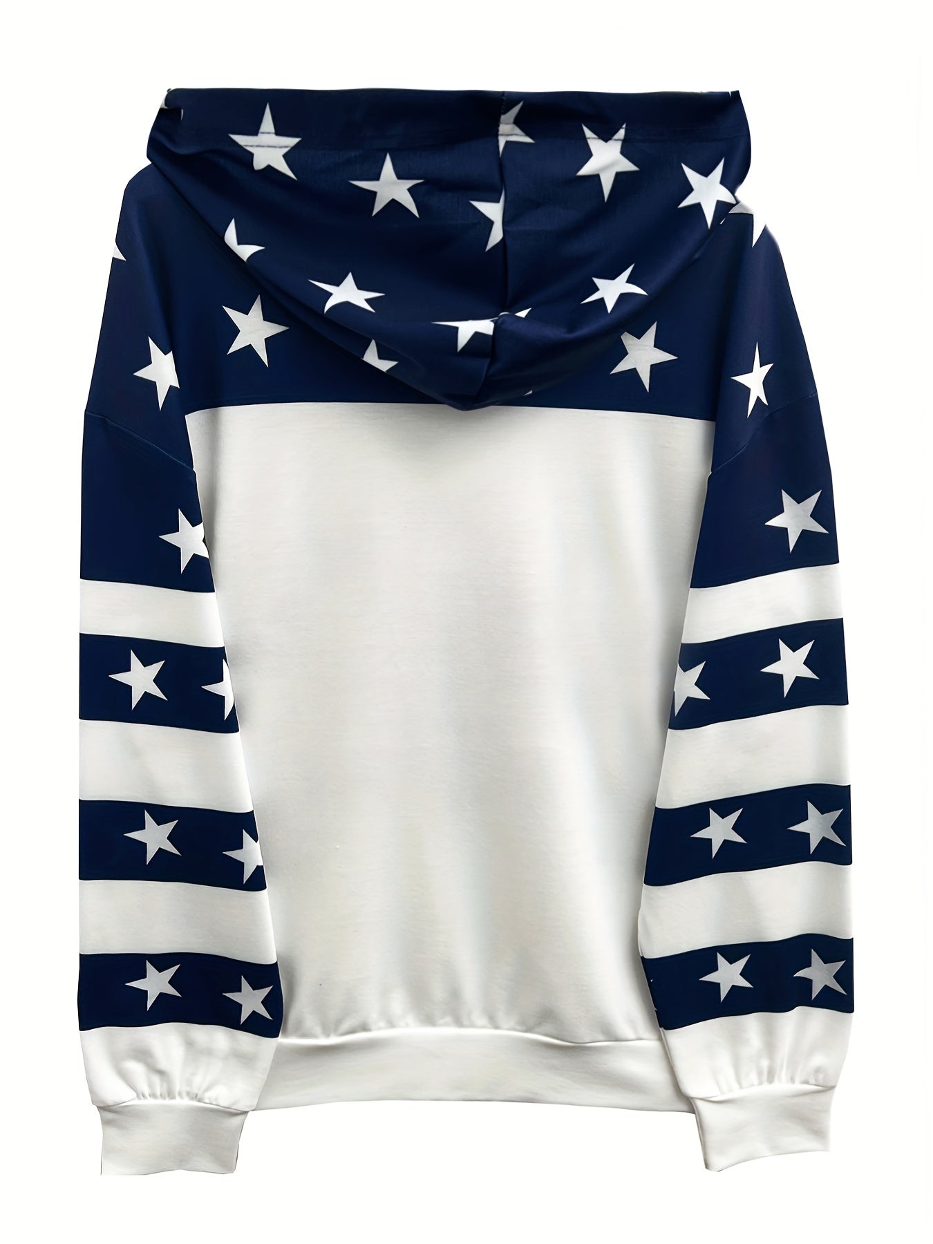 Sudadera Cómoda con Estampado de Estrellas en Color Marino para Mujeres con Capucha de Manga Larga Estilo Relajado