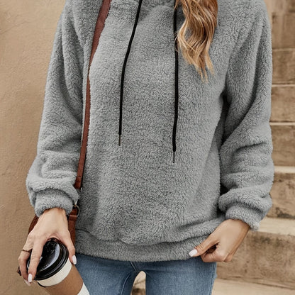 Sudadera cómoda de forro polar Sherpa para mujeres con capucha ajustable, de manga larga, estilo relajado y oversize
