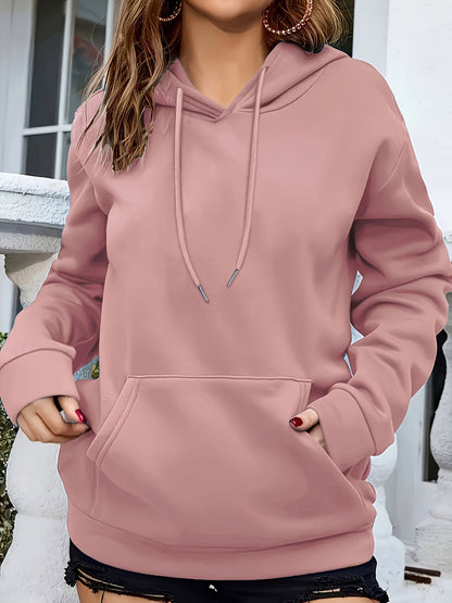 Sudadera de Forro Polar Cómoda para Mujeres con Capucha Ajustable, Manga Larga, Bolsillo Canguro, Estilo Oversized