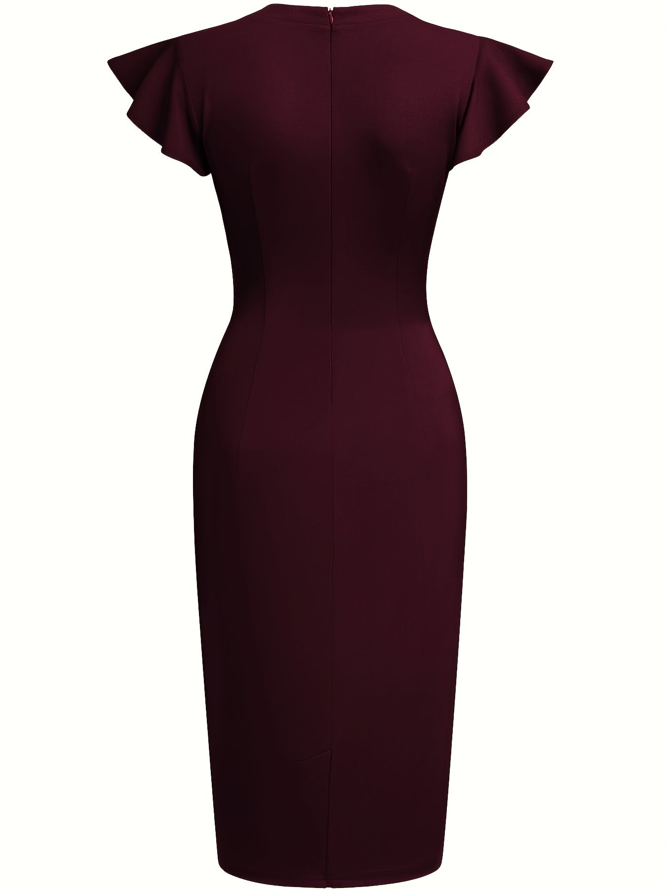 Vestido Ajustado Elegante para Mujeres con Cuello Redondo y Mangas de Volante, Estilo Bodycon para Cócteles