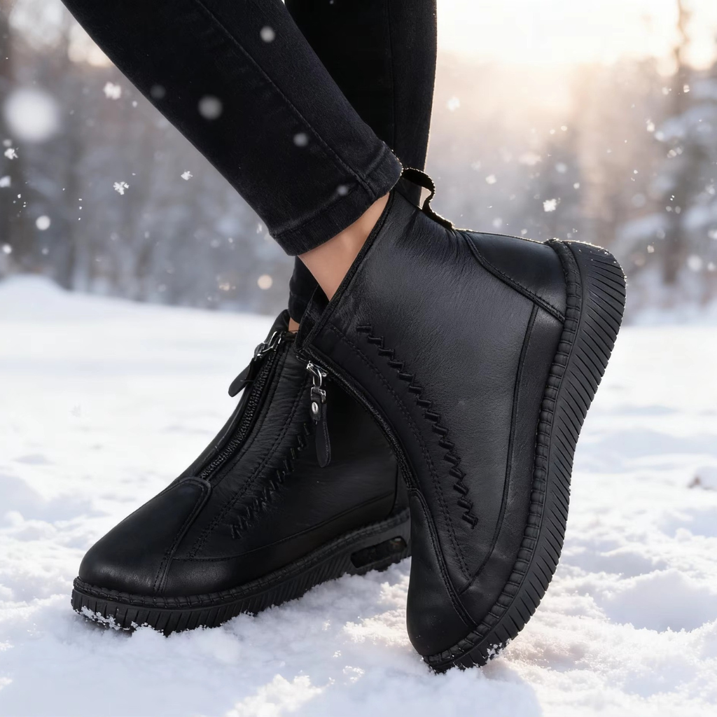 Zapatos de Invierno Cómodos para Mujeres con Forro de Forro Polar Estilo Botín con Cierre Lateral