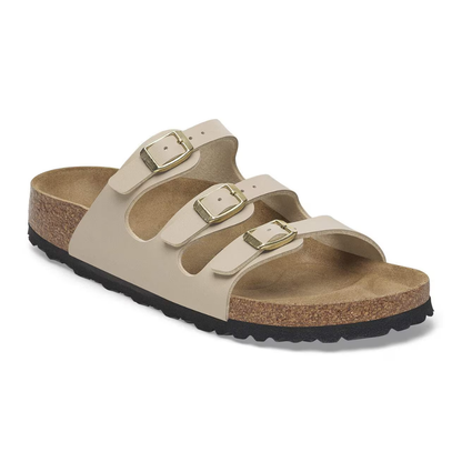 Sandalias Cómodas para Mujeres con Tiras de Triple Hebilla y Plantilla de Corcho, Estilo Plano de Deslizamiento