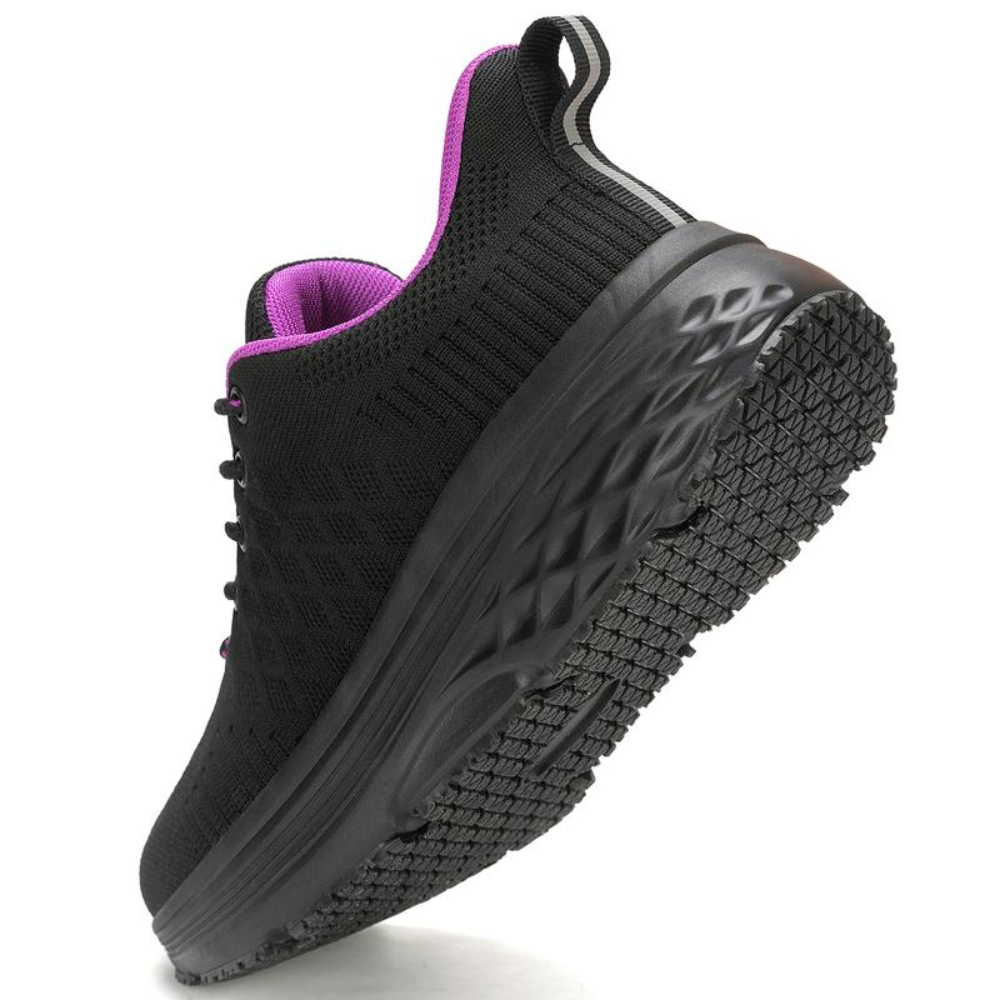 Zapatillas de Correr Negras Cómodas para Mujeres con Suela Acolchada de Malla Transpirable y Cordones