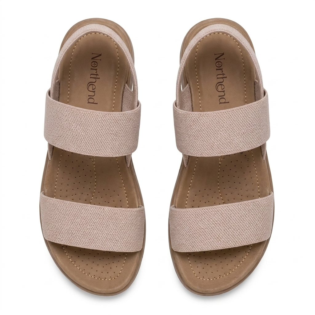 Sandalias Planas Cómodas para Mujeres con Dos Tiras, Hebilla en el Tobillo, Abiertas y Con Estilo Acolchado