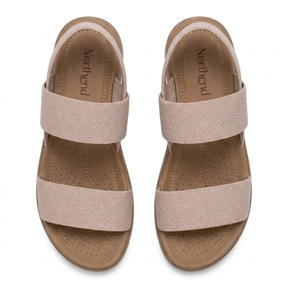 Sandalias Planas Cómodas para Mujeres con Dos Tiras, Hebilla en el Tobillo, Abiertas y Con Estilo Acolchado