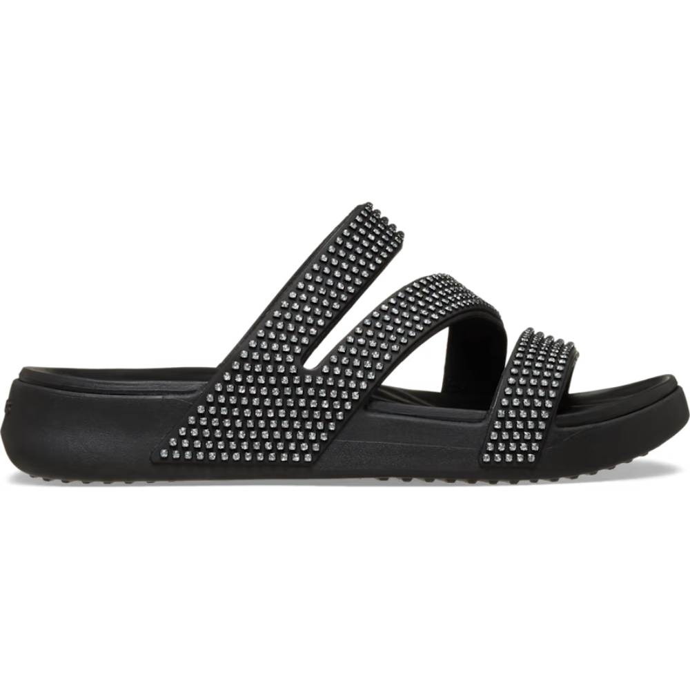 Sandalias deslizantes cómodas para mujeres con doble correa texturizada y plantilla acolchada estilo slip-on