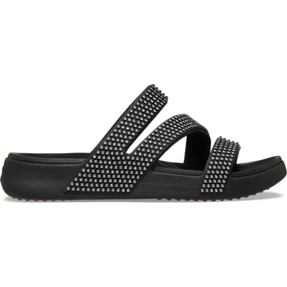 Sandalias deslizantes cómodas para mujeres con doble correa texturizada y plantilla acolchada estilo slip-on